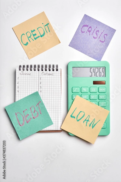 Obraz calculater ,pen and blank notebook for office on white background isolated. money signs