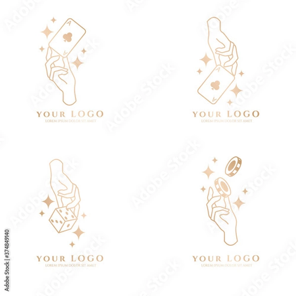 Obraz occult hand boho logo editable template card casino