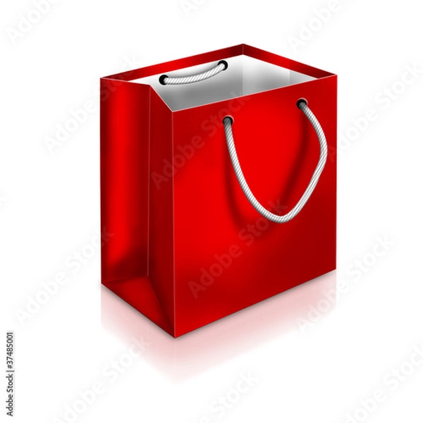Fototapeta Red shopping Bag on white background