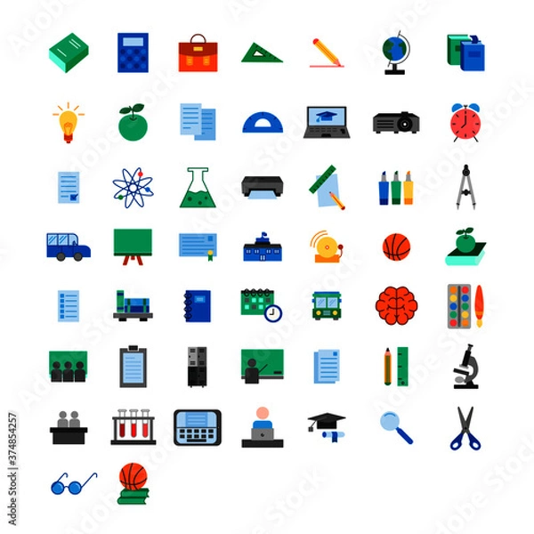 Obraz Nature and school flat icon pack