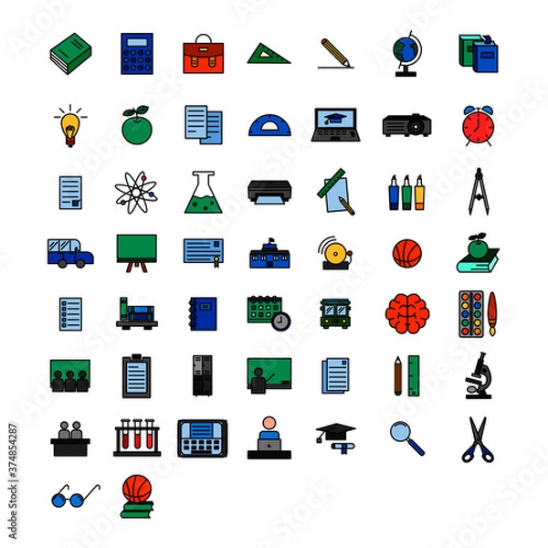 Obraz Education and school lineal color icon pack