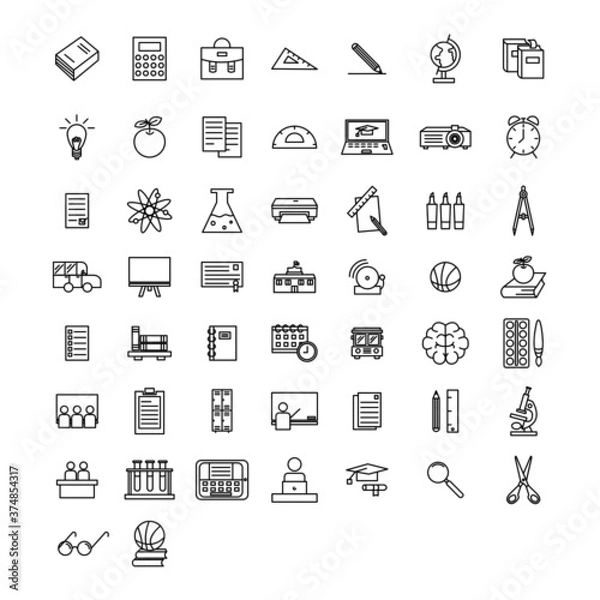 Obraz Education and school lineal icon pack