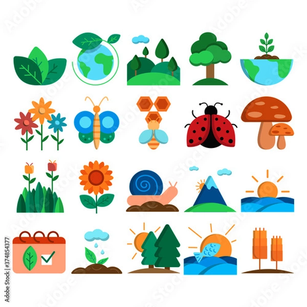 Obraz Nature flat icon pack