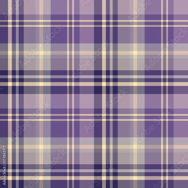 Fototapeta Seamless pattern in positive violet and light yellow colors for plaid, fabric, textile, clothes, tablecloth and other things. Vector image.