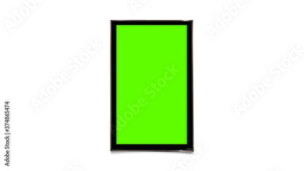 Fototapeta Mockup of blank advertising light box, template banner, poster on white isolate background. and green screen.