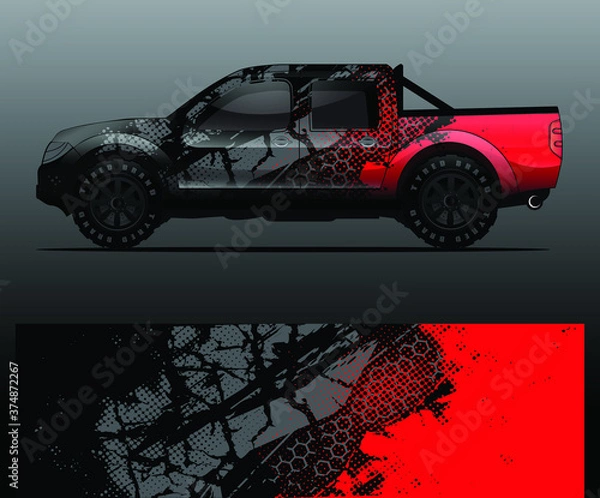 Obraz truck and vehicle Graphic vector. Racing background for vinyl wrap and decal