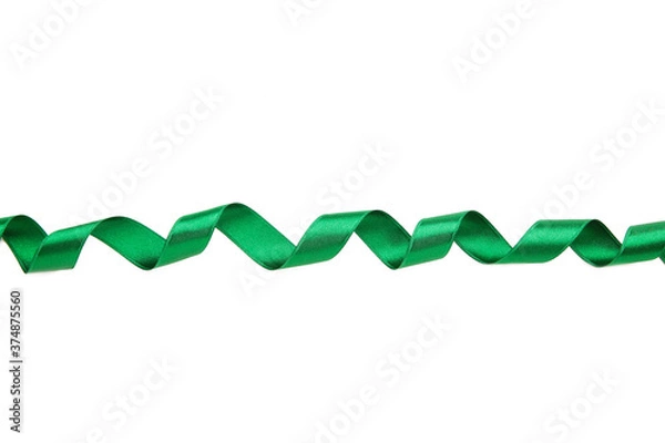 Obraz Green ribbon on white background with clipping path.