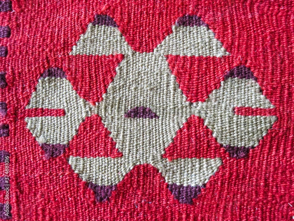 Fototapeta The texture and pattern of hand-woven carpets for the background