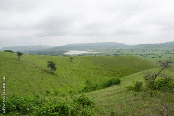 Obraz LANDSCAPE GREEN HILL SLOPE WITH CLOUD 