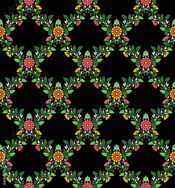 Fototapeta black background with colorful seamless pattern
