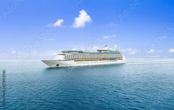 Obraz Luxury Cruise Ship Sailing from Port