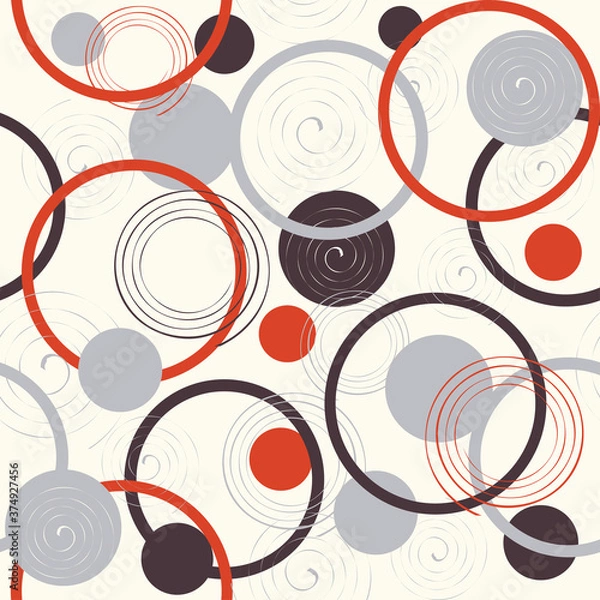 Obraz Seamless pattern with circles in retro colors.  Vector illustration	
