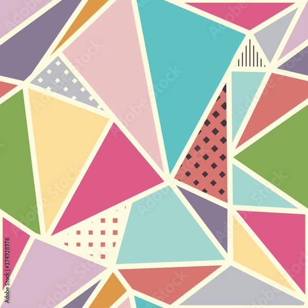 Fototapeta Seamless abstract pattern with triangles. Seamless patchwork in retro colors. Vector