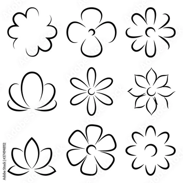 Obraz Vector flowers silhouettes