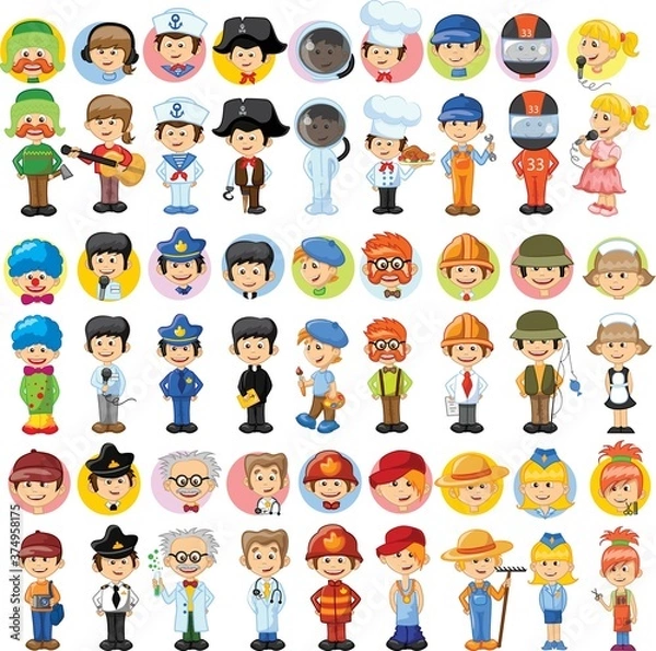 Obraz Cartoon vector characters of different professions