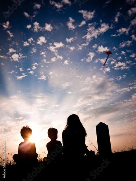 Obraz Kite flying at sunset
