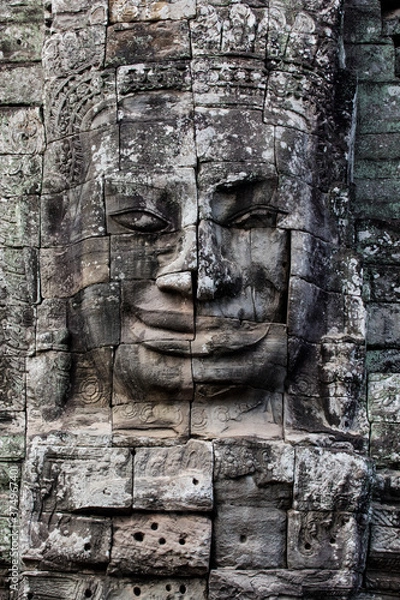 Obraz One of the beautiful stone faces seen at Bayon in Siem Reap, Cambodia.