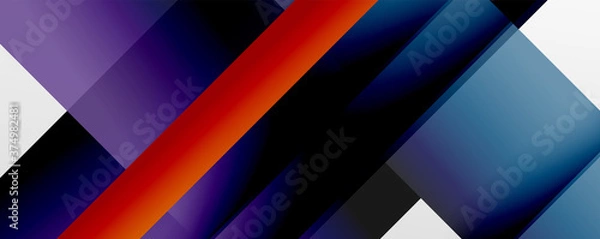 Fototapeta Geometric abstract backgrounds with shadow lines, modern forms, rectangles, squares and fluid gradients. Bright colorful stripes cool backdrops