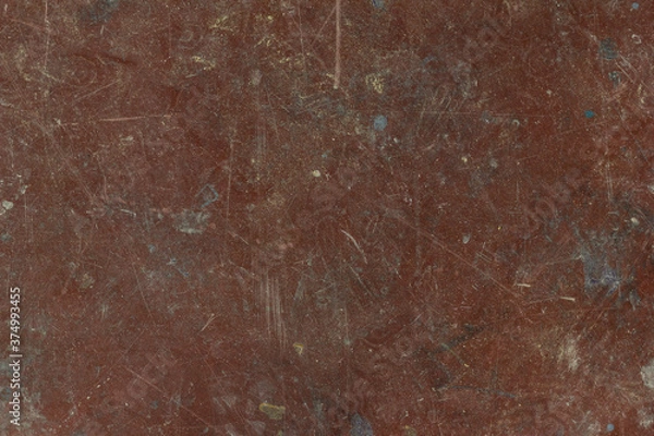 Obraz Brown workshop floor with clear signs of use, scratches and spots of paint used job workspace background abstract floor, woodworking, broken, worn