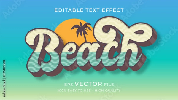 Fototapeta summer beach editable text effect concept