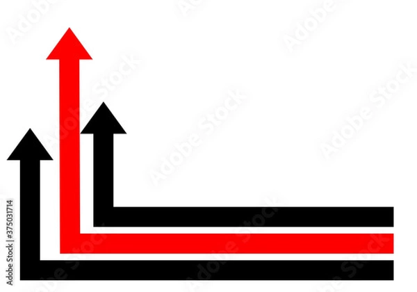 Fototapeta vector red arrow and black arrow isolated on white background with empty copy space . business technology concept .