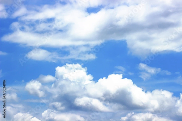 Obraz Blue sky with white clouds. Nature background