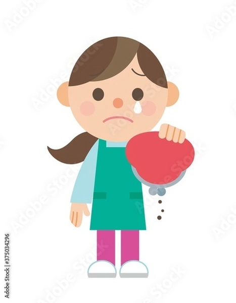 Obraz 空の財布と落ち込むエプロン姿の女性