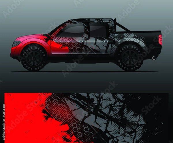 Obraz Truck decal, cargo van and car wrap vector, Graphic abstract grunge stripe designs for wrap branding vehicle