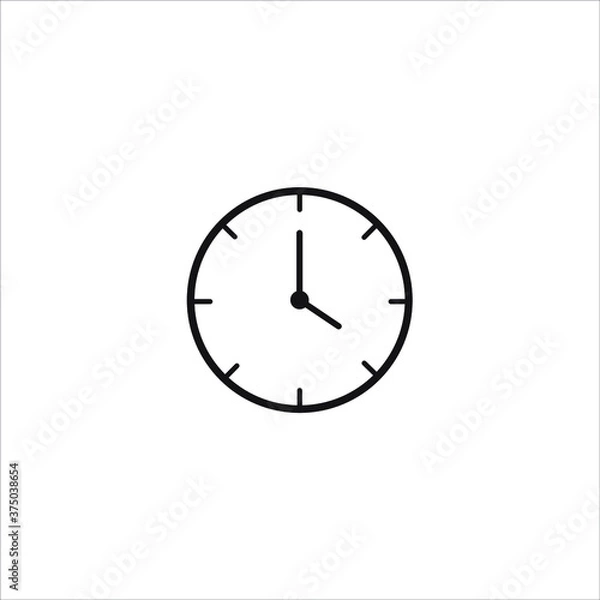Fototapeta Clock, time outline and thin line icon isolated on white background EPS Vector