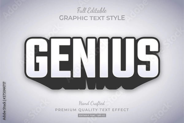 Fototapeta Genius Bold Shadow 3d Text Style Effect