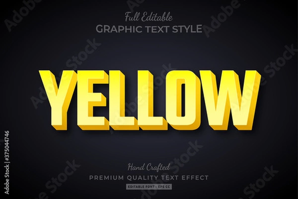 Fototapeta Yellow Minimalist 3D Text Style Effect