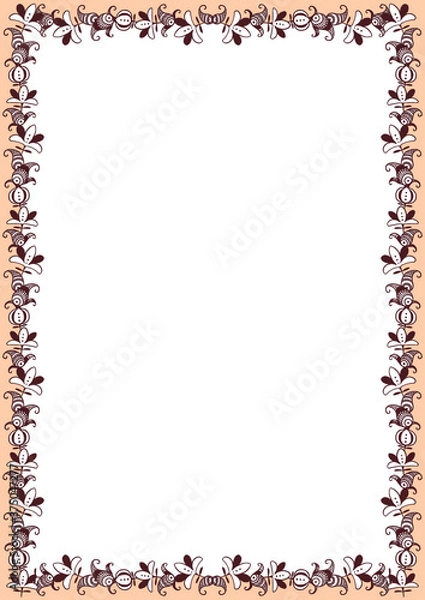 Obraz 花のパターンのフレーム02（オリエンタル/ブラウン）