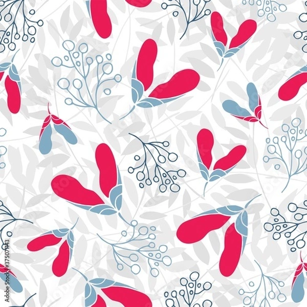 Fototapeta Seamless pattern with plant elements. Flat vector pattern.