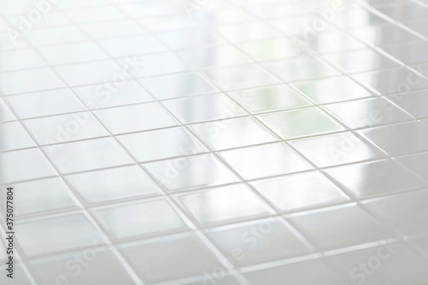 Obraz White tiles floor abstract background #4