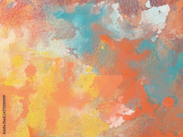 Fototapeta Texture of strokes of colored paint, blurred spots with brushes of different sizes and shapes. Stylized watercolor, oil grunge background