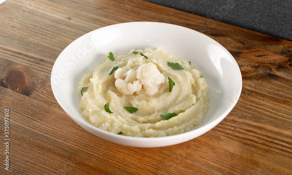 Fototapeta Homemade Cauliflower Puree or Colcannon with Mashed Cabbage