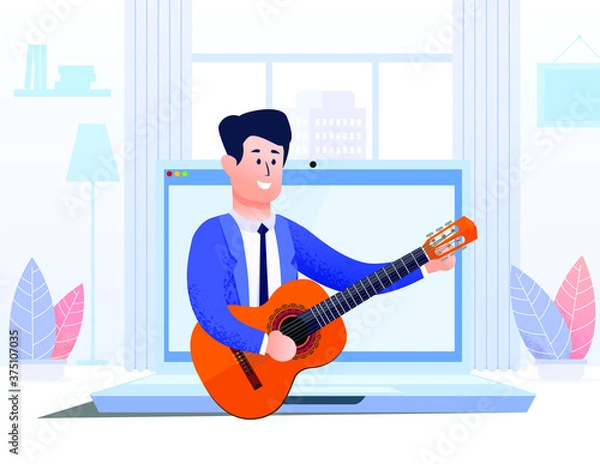 Obraz A young man playing guitar. 