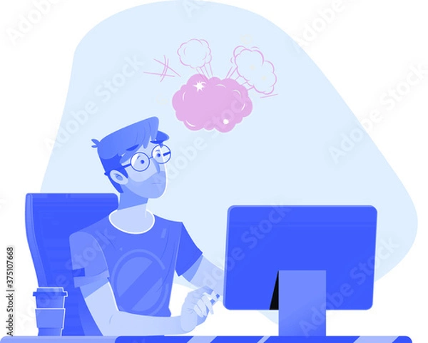 Fototapeta Person getting exhausted while making CV