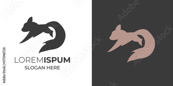 Obraz Vector squirrel silhouette view side for retro logos, emblems, badges, labels template vintage design element. Isolated for t shirt .Squirrel logo template vector illustration vintage minimal retro  1