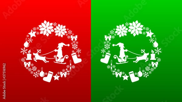 Obraz クリスマスリース（白抜き）