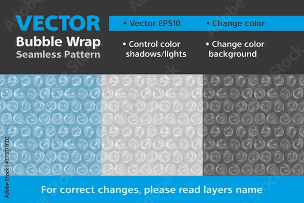 Fototapeta Vector Mockup Seamless Pattern Bubble Wrap Film Fragile Packaging Shockproof