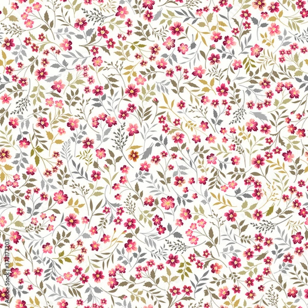 Obraz a seamless floral pattern with red meadow flowers