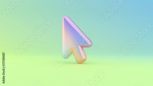 Fototapeta 3d rendering colorful vibrant symbol of mouse pointer on colored background