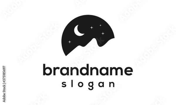 Fototapeta Night mountain logo design vector
