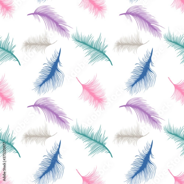 Obraz seamless pattern with multicolored feathers; vector abstract background