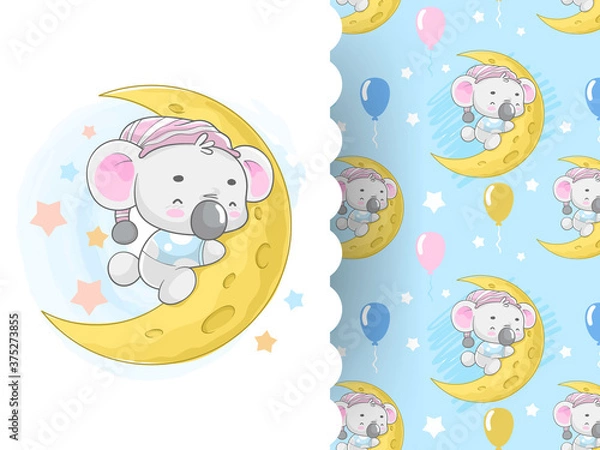 Fototapeta Cute koala on the moon