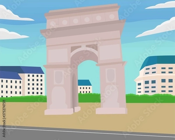 Fototapeta Illustration vector design of cityscape of arc de triomphe