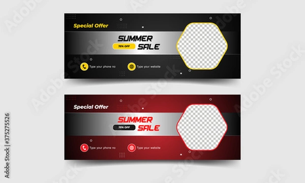Obraz Summer Sale Facebook Cover Banner Ad Design Template