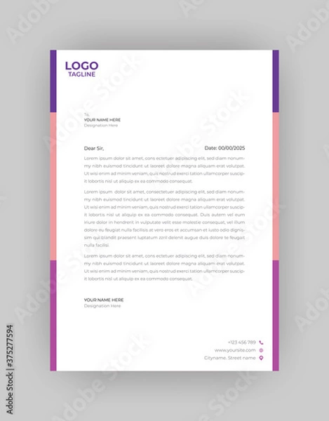 Fototapeta Simple Modern Creative & Clean business style Letterhead vector template design