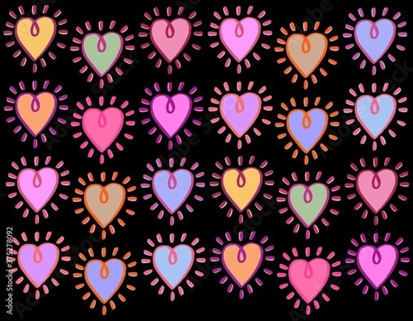 Fototapeta Seamless background pattern with hearts. Vector illustration